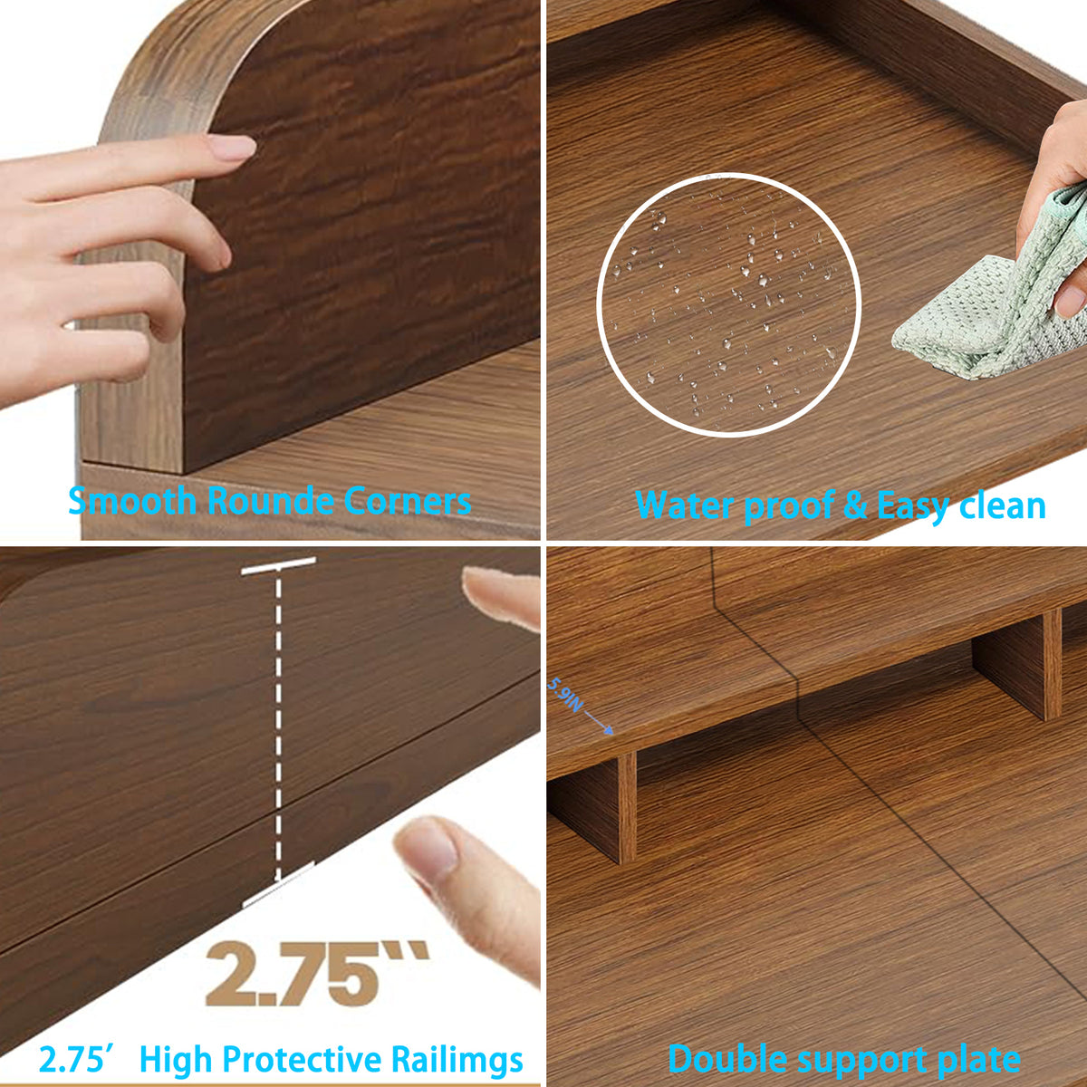 Walnut wood countertop shelf for washer and dryer from Anthony & Home, showcasing a stylish, sturdy storage solution for laundry rooms.