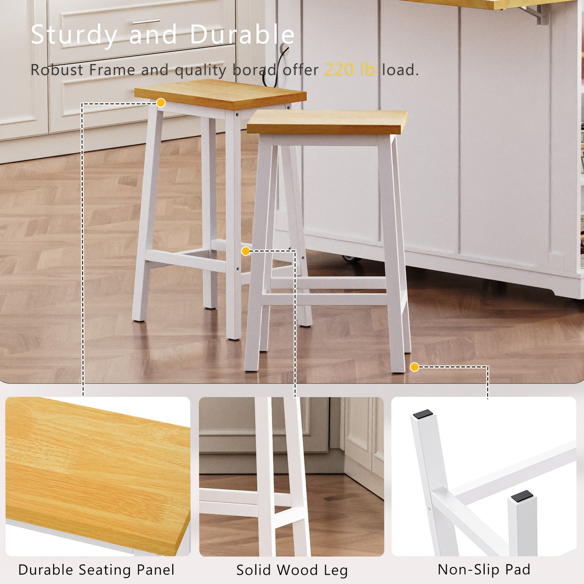 White kitchen island from Anthony & Home's Atelier Collection with storage cabinets and a spacious countertop.