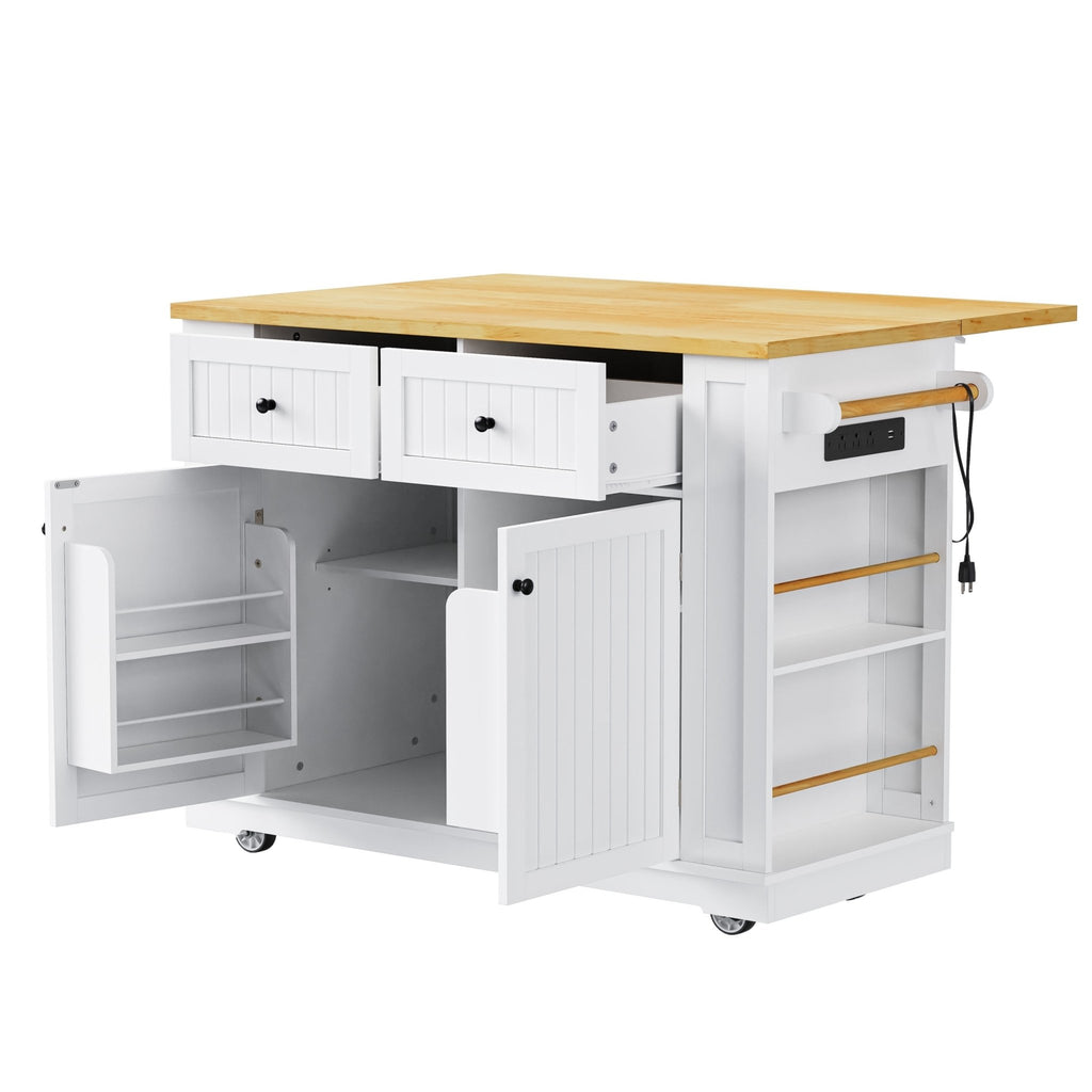 White Anthony & Home Kitchen Island from the Atelier Collection with spacious surface and storage drawers, modern kitchen furniture.