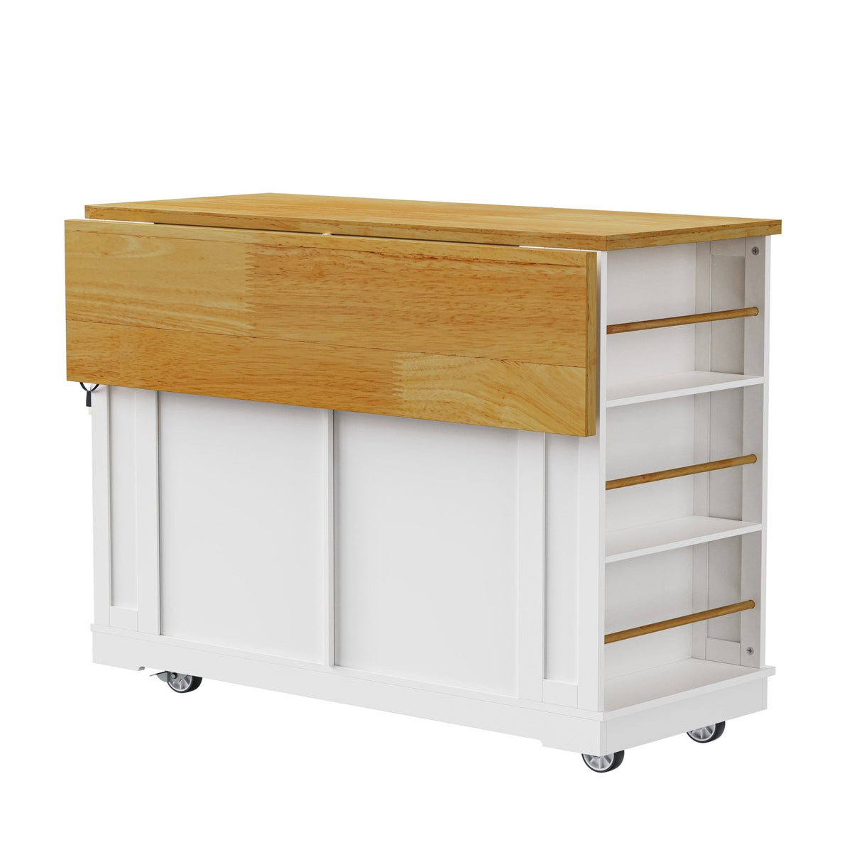White Anthony & Home Kitchen Island from the Atelier Collection with spacious countertop and storage drawers.