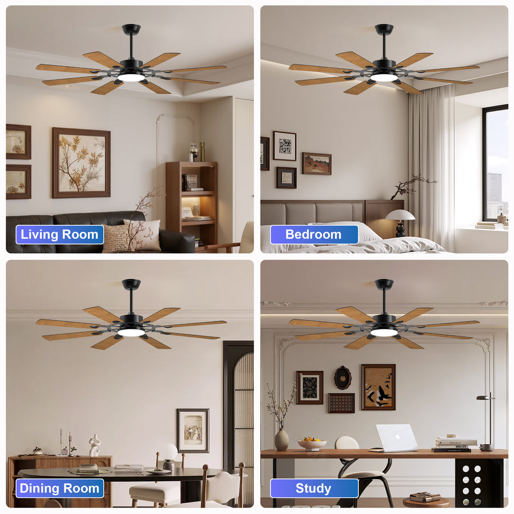 Anthony & Home Windmill Collection 60-inch iron ceiling fan with integrated lights, featuring a modern industrial design.