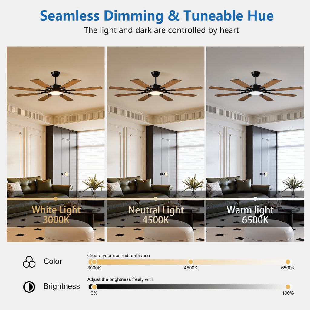Anthony & Home Windmill Collection 60-inch iron ceiling fan with integrated lights and decorative windmill blades.