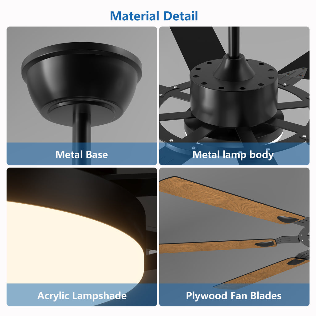 Anthony & Home Windmill Collection 60-inch iron ceiling fan with integrated lights and decorative blades in a modern design.
