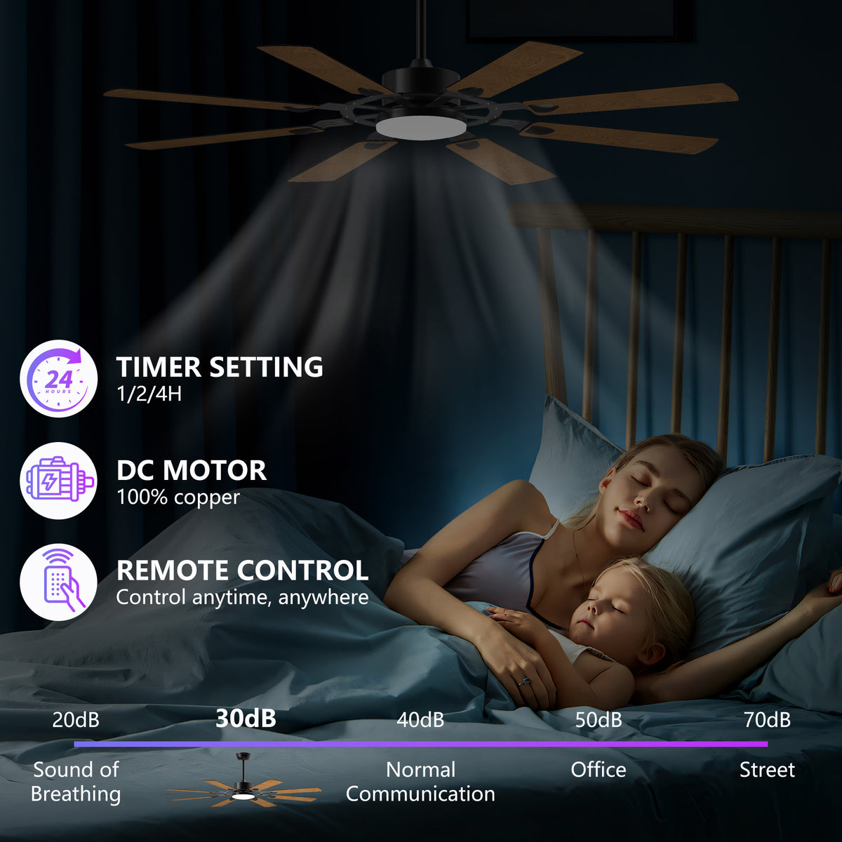 Anthony & Home Windmill Collection 60-inch iron ceiling fan with integrated lights, featuring a modern design and metal blades.