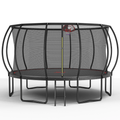 Anthony & Home YC Limited Edition 14-foot outdoor trampoline with galvanized steel frame for garden recreation.