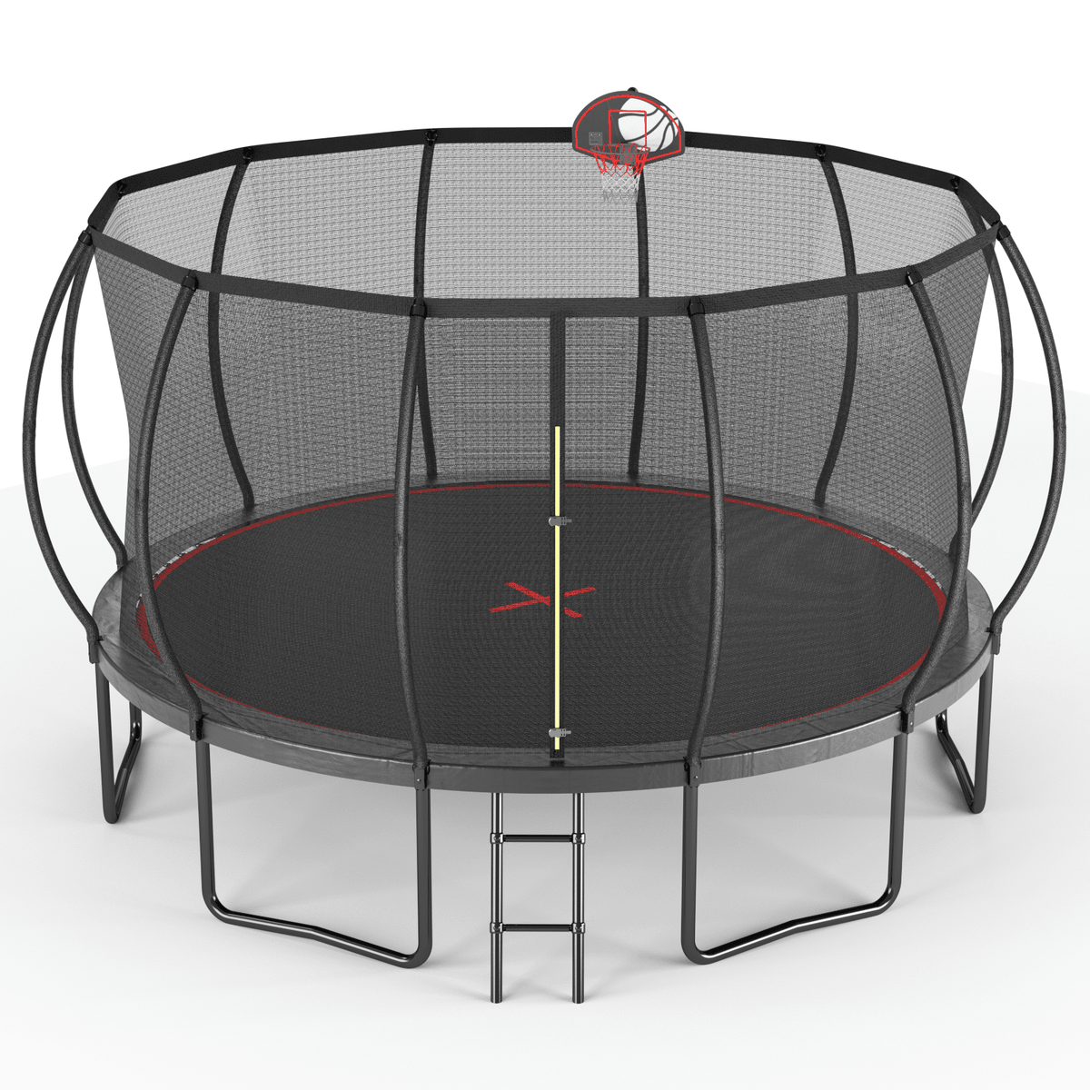 Anthony & Home YC limited edition 14-foot outdoor trampoline with galvanized steel frame for garden fun and exercise.