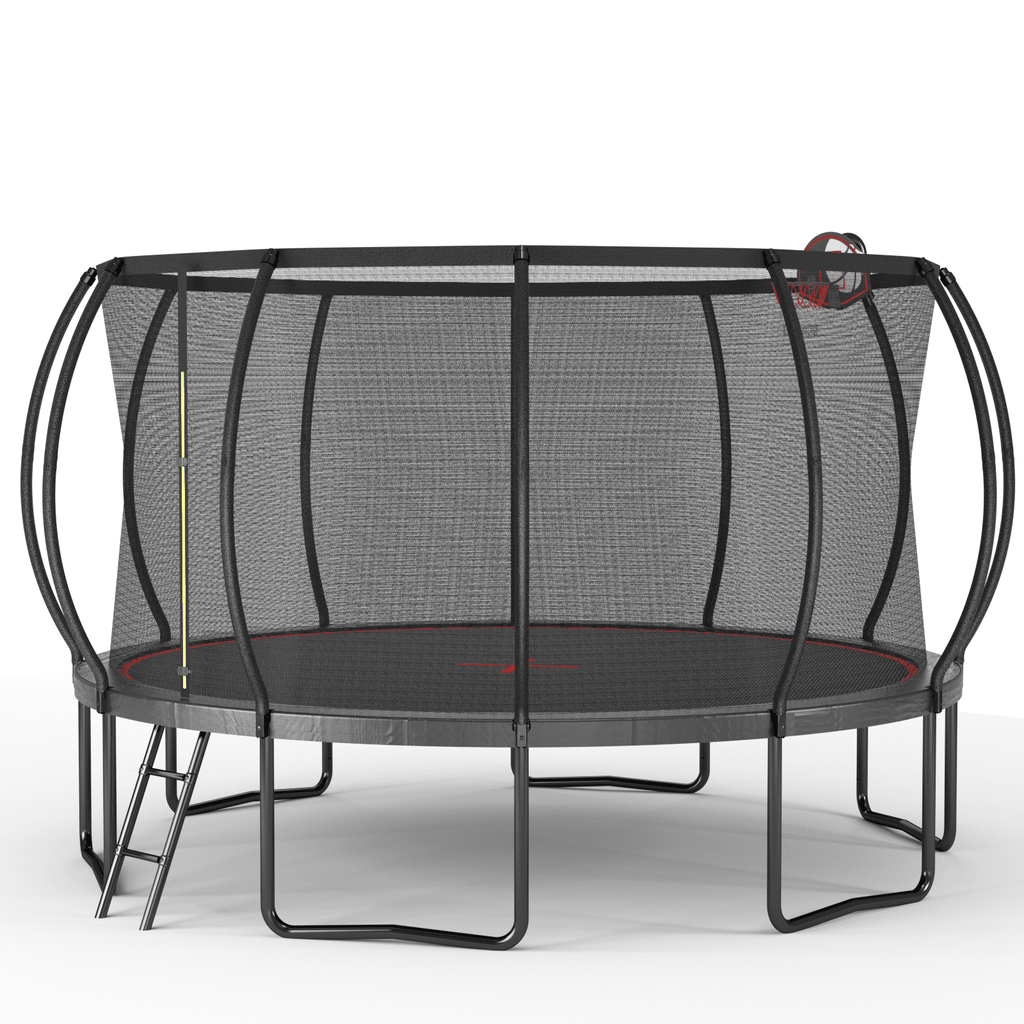 Anthony & Home 14-foot trampoline with galvanized steel frame, ideal for outdoor garden use and active play.