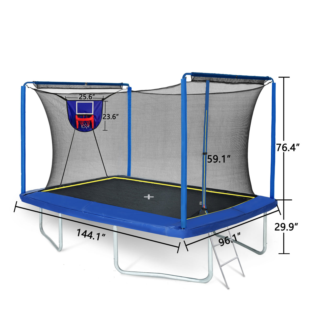 Anthony & Home YC Rectangular Trampoline Elite Edition with safety net and padded edges for outdoor recreation and active fun.