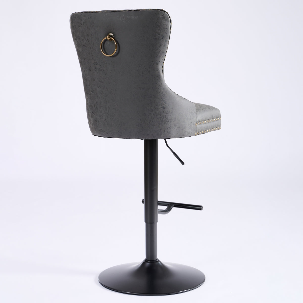 Set of two Anthony & Home tufted PU leather bar stools with adjustable height, 26-33 inches, modern design for kitchen or bar area.