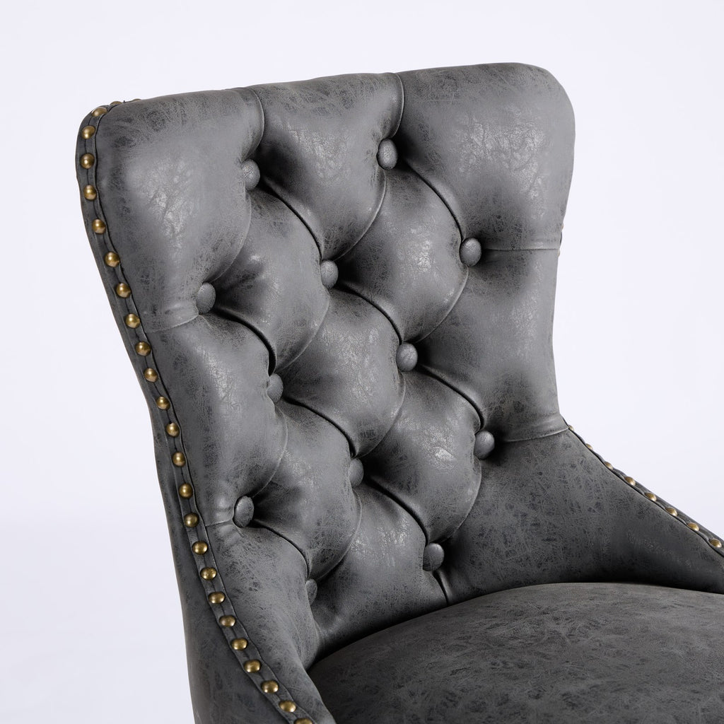 Set of two tufted PU leather bar stools by Anthony & Home, 26-33 inches tall, featuring modern design and comfortable seating.