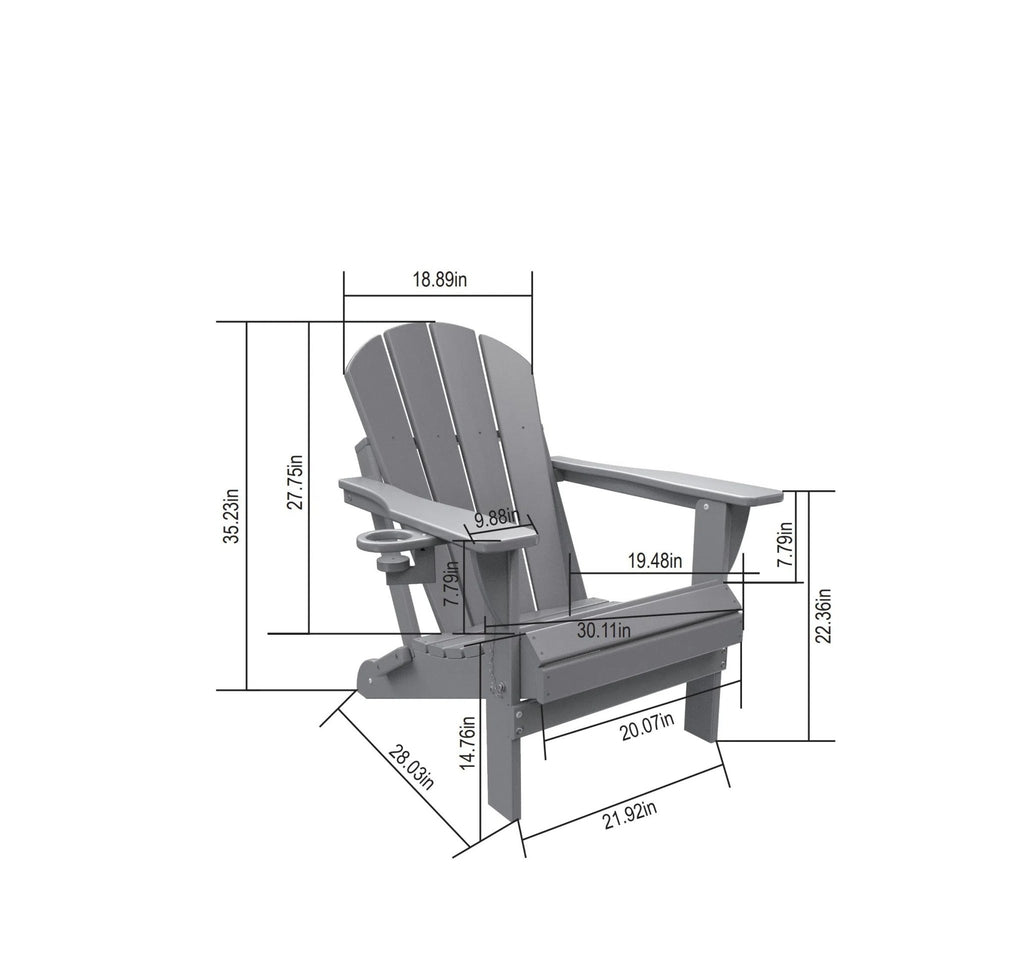 White Virgin HDPE Adirondack chair and side table set for outdoor patio by Anthony & Home, perfect for outdoor relaxation.