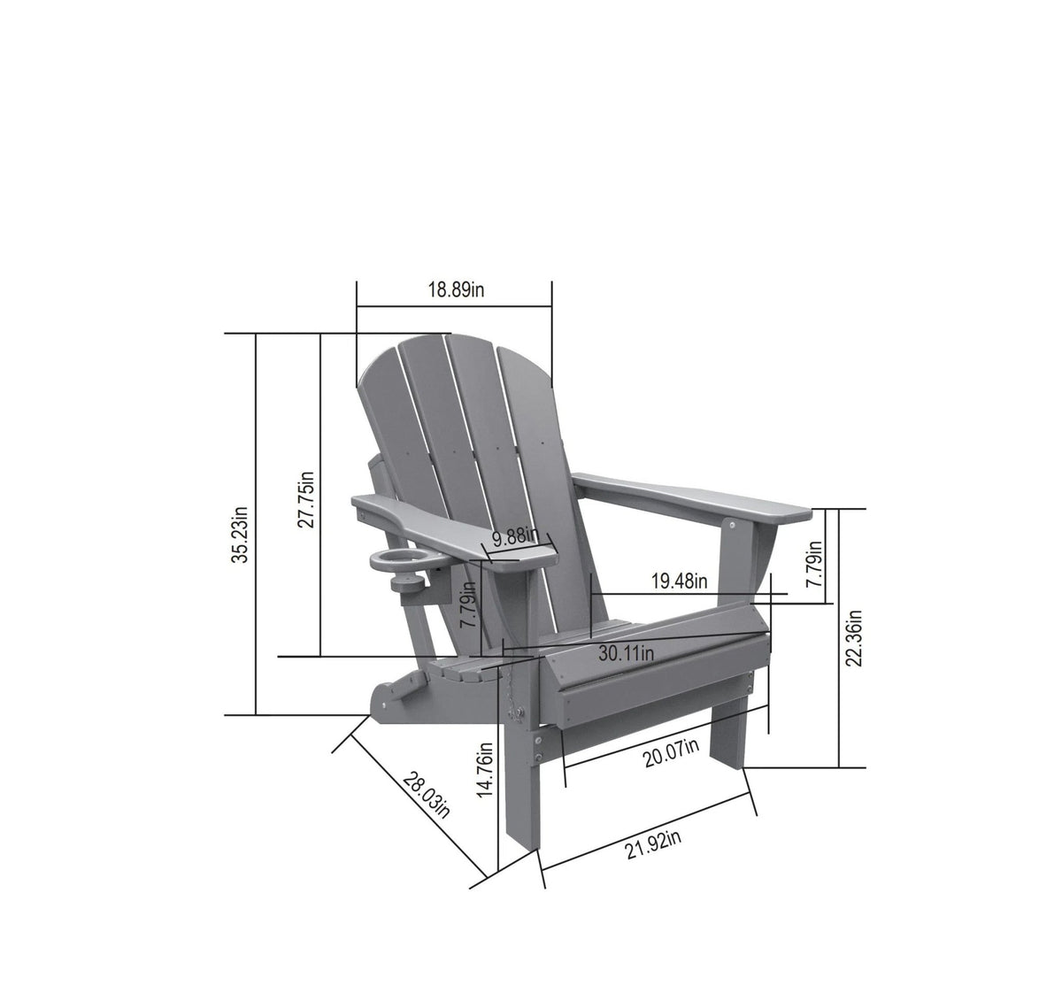 White Virgin HDPE Adirondack chair and side table set for outdoor patio by Anthony & Home, perfect for outdoor relaxation.