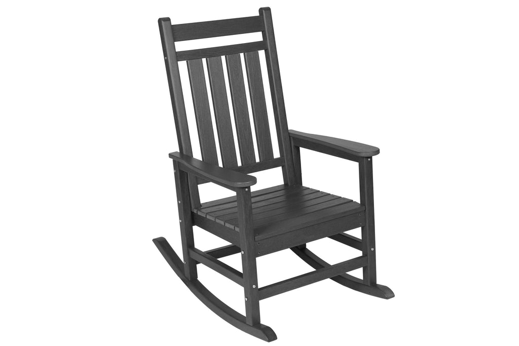 Wood texture all weather rocking chair set by Anthony & Home, featuring durable wooden frames and comfortable seating for outdoor use