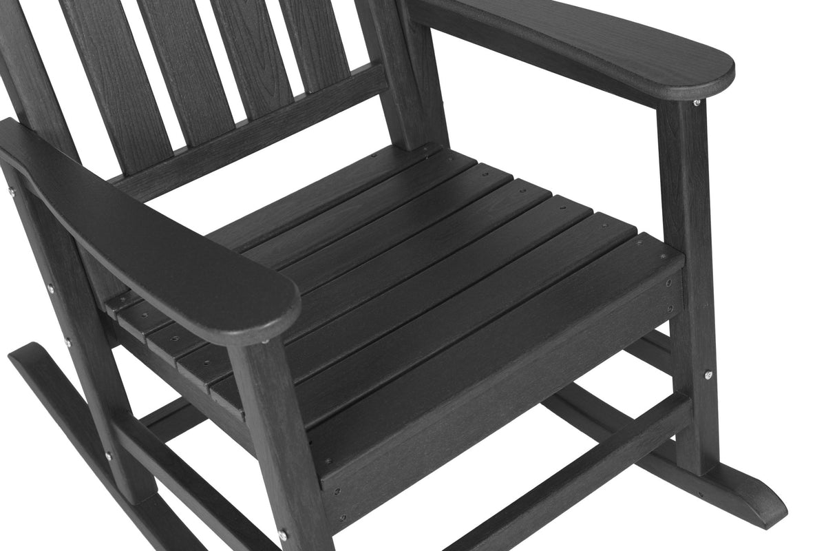 Wood texture all-weather rocking chair set by Anthony & Home, featuring durable wooden frames and comfortable design.