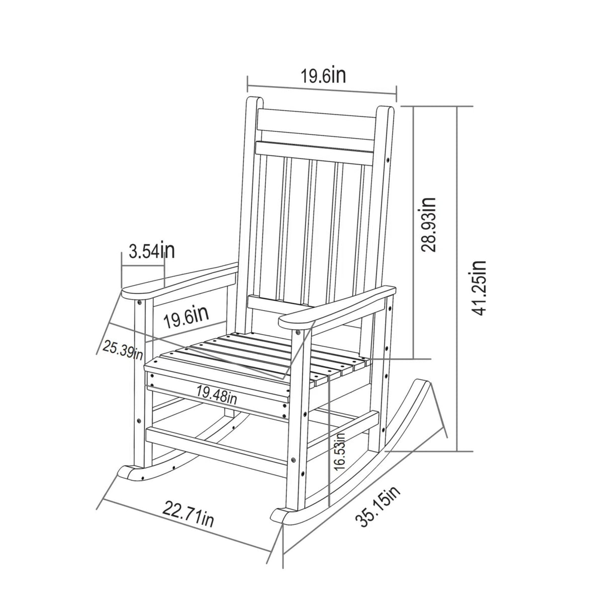Wood texture all-weather rocking chair set by Anthony & Home, featuring two sturdy chairs with curved armrests on a natural wood finish.