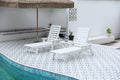 Woodgrain HDPE lounge chair set with matching side table from Anthony & Home, outdoor patio furniture with modern design.