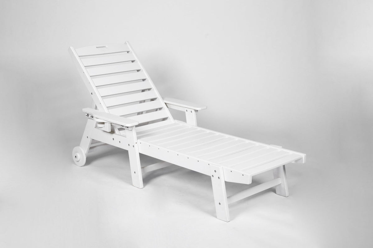 Woodgrain HDPE lounge chair set with side table by Anthony & Home, showcasing modern outdoor patio furniture.