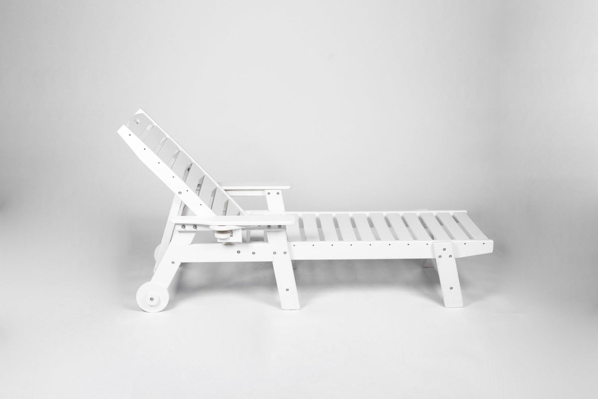 Woodgrain HDPE lounge chair set with side table by Anthony & Home, outdoor patio furniture with stylish, durable design.