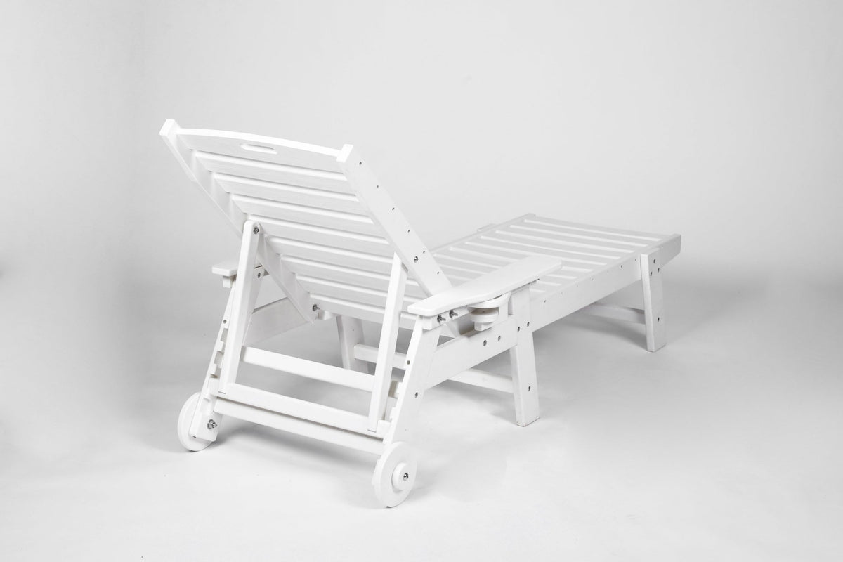 Woodgrain HDPE lounge chair set with side table by Anthony & Home, featuring stylish outdoor patio furniture.