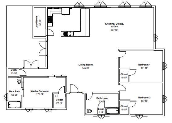 3-bedroom, 2-bath home plan by Anthony & Home Residential Designs, featuring a modern layout with spacious rooms and stylish architecture.