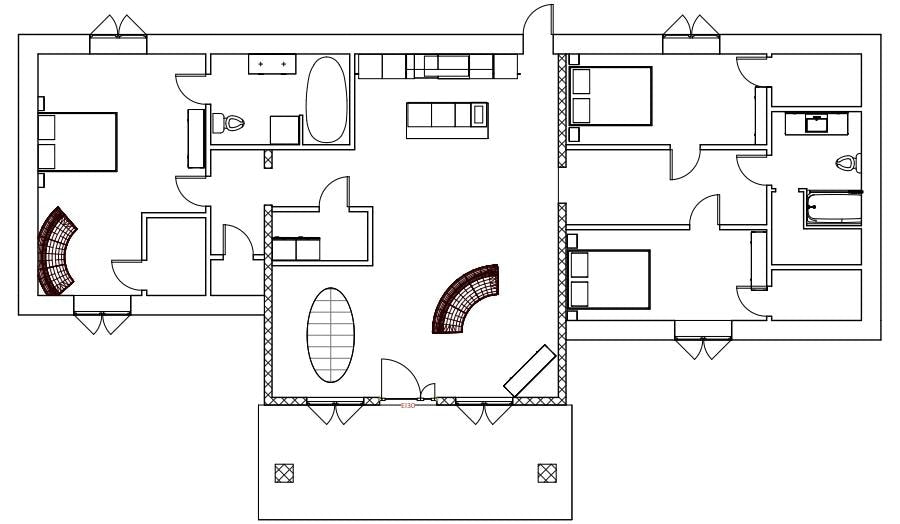 Red Fern House Plan by Anthony & Home Residential Designs featuring a 3-bedroom, 2-bath layout with elegant design details.