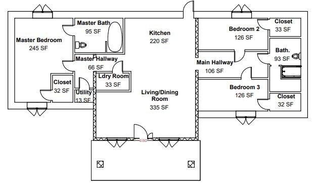Red Fern house plan by Anthony & Home Residential Designs featuring 3 bedrooms, 2 bathrooms, and a spacious 1,600 sq ft layout.