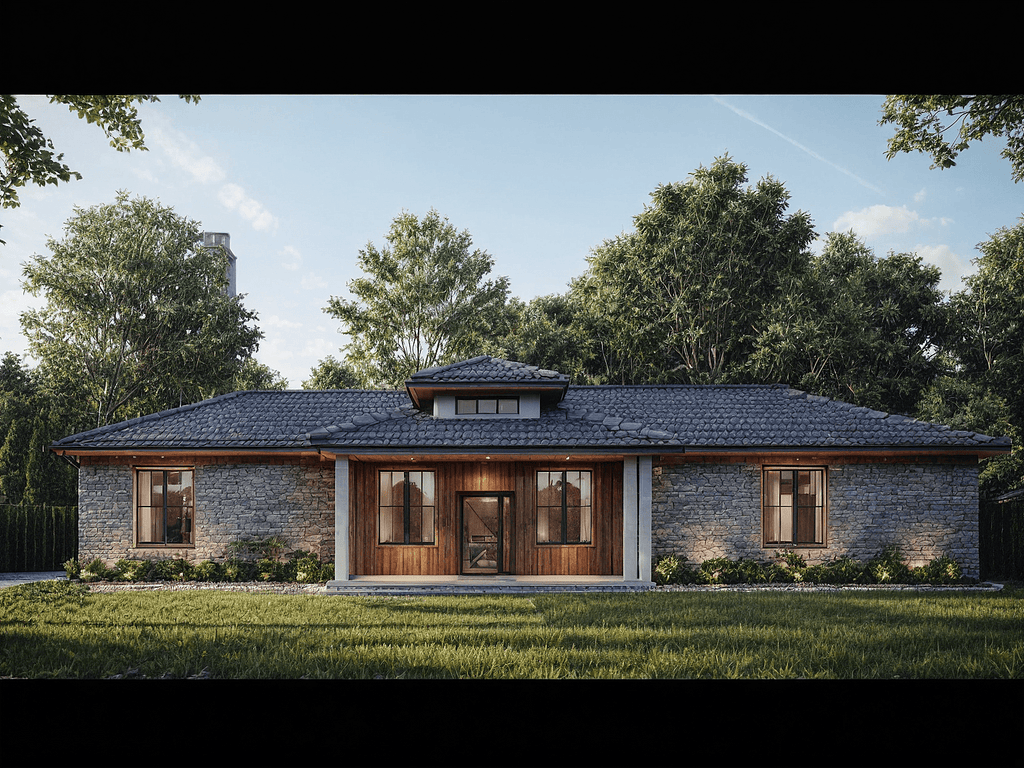 Exterior view of the Red Fern house plan by Anthony & Home Residential Designs, featuring a modern design with 3 bedrooms and 2 bathrooms.
