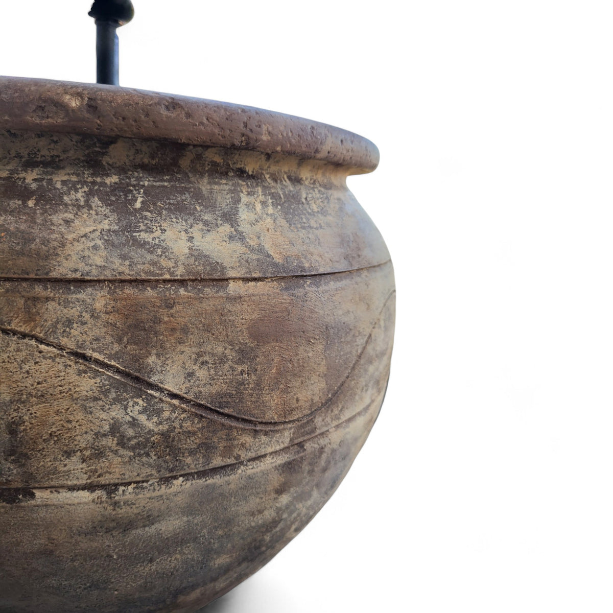 ArtisanbyMF Terracotta LV39 table lamp with a textured terracotta base and a neutral fabric lampshade.