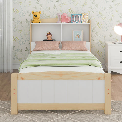 Solid Wooden Bed Frames, Single Storage Headboard Bed, 3FT Single 90 X 190 Cm Frame Only
