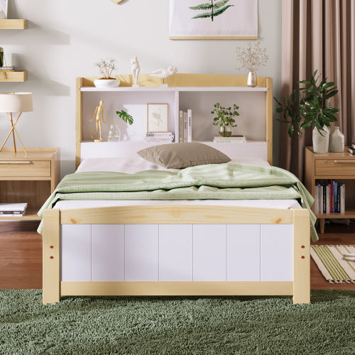 Solid Wooden Bed Frames, Single Storage Headboard Bed, 3FT Single 90 X 190 Cm Frame Only