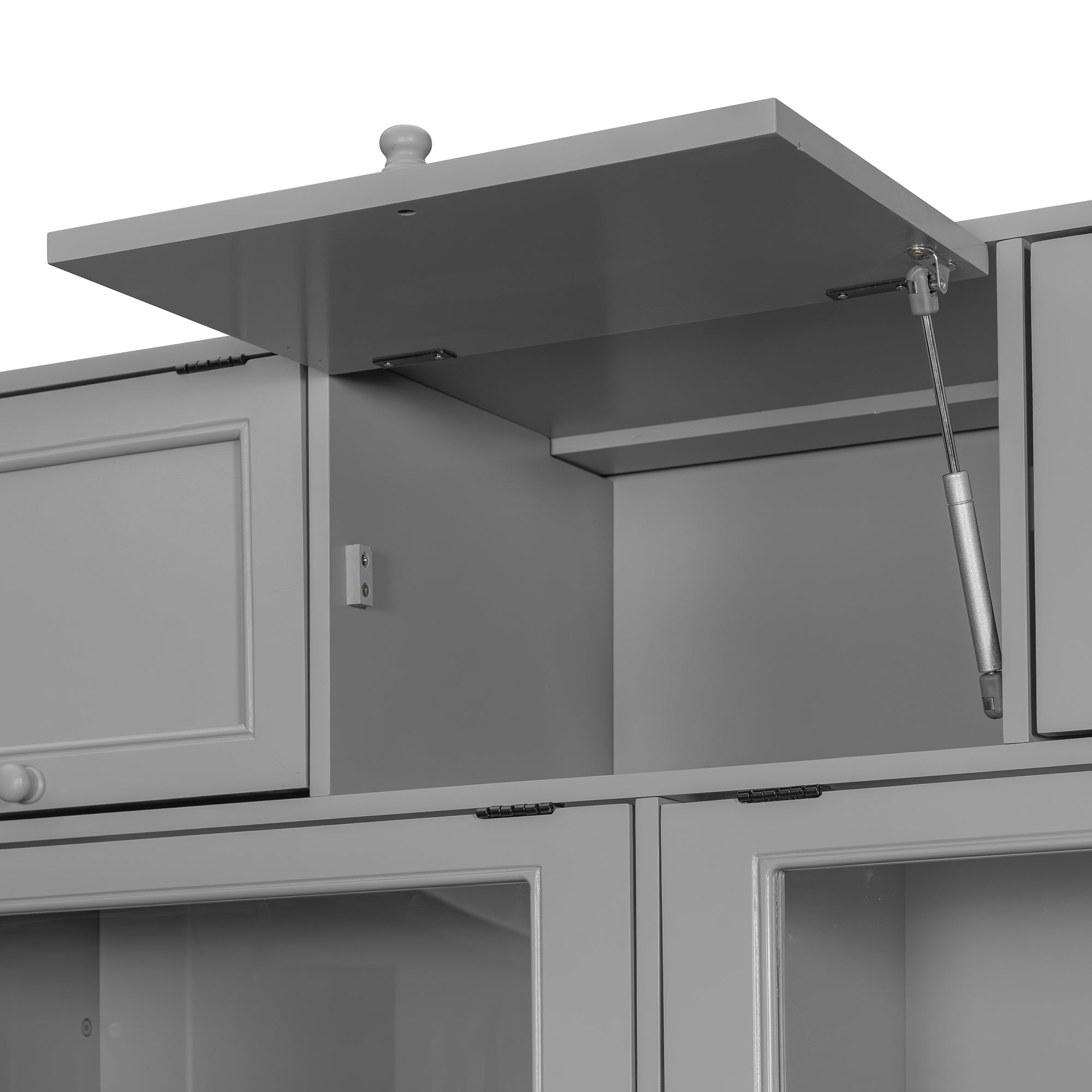 Gray solid wood Atelier Murphy Bed TV stand with drawers by Anthony & Home, showcasing a sleek, modern design and functional storage space.