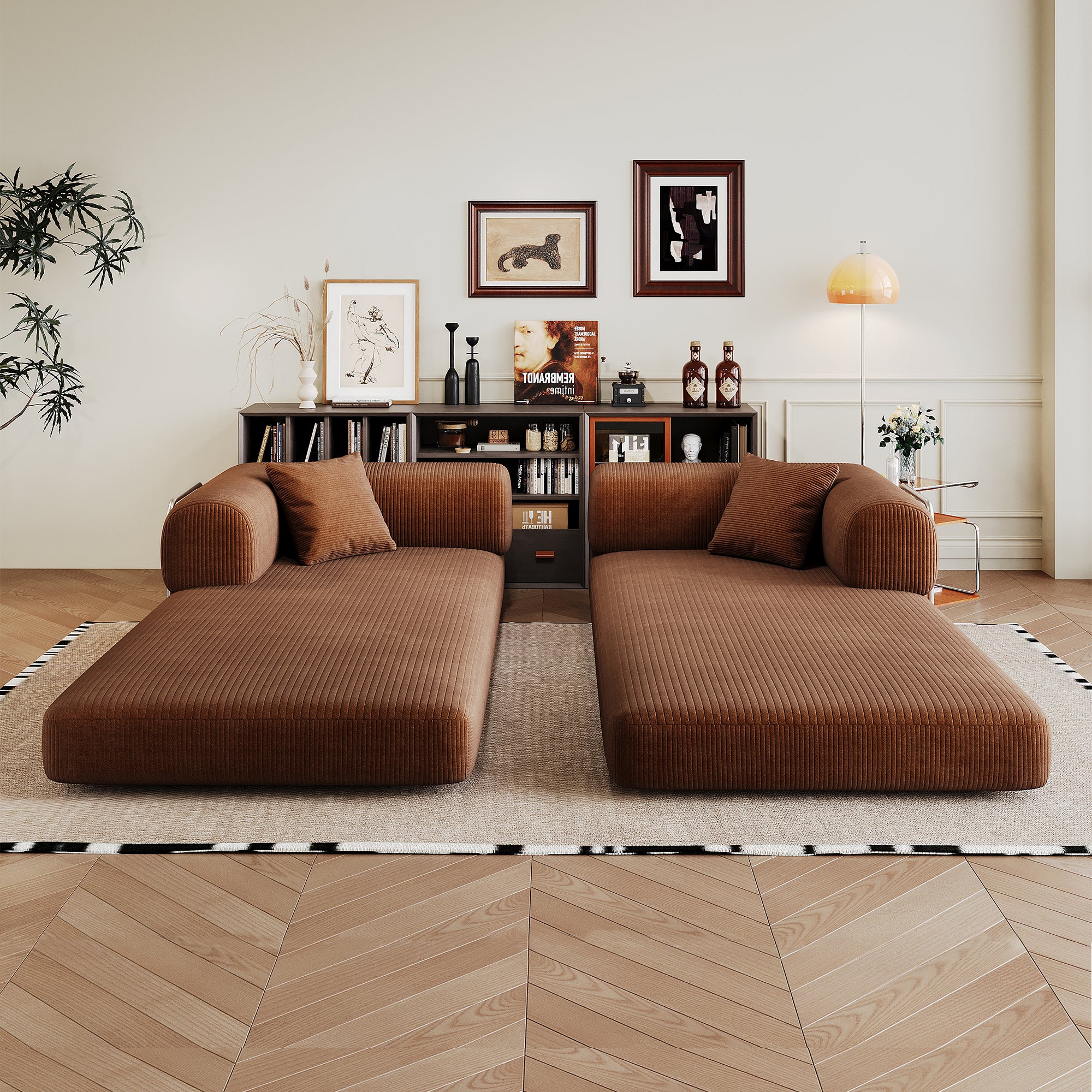 Anthony & Home Corduroy Studio Convertible Sofa Bed showing a stylish, plush fabric sofa that easily converts into a bed.