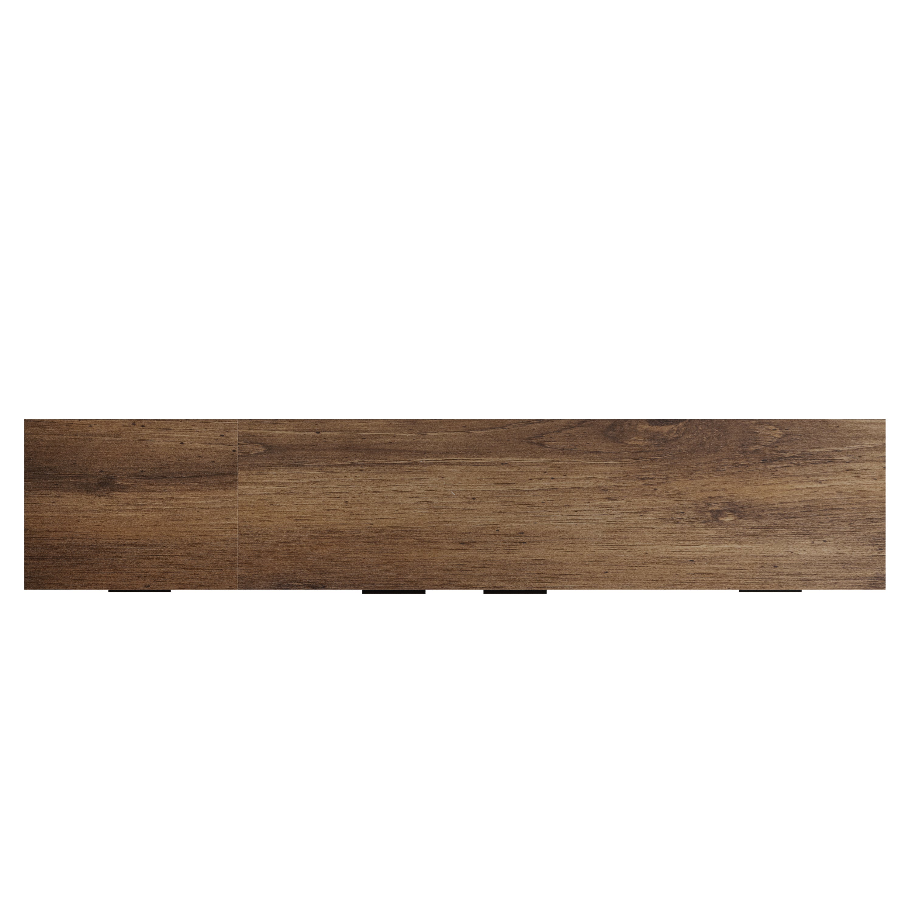 Mid-century Anthony & Home TV stand with natural finish, featuring two drawers and a sleek studio design.
