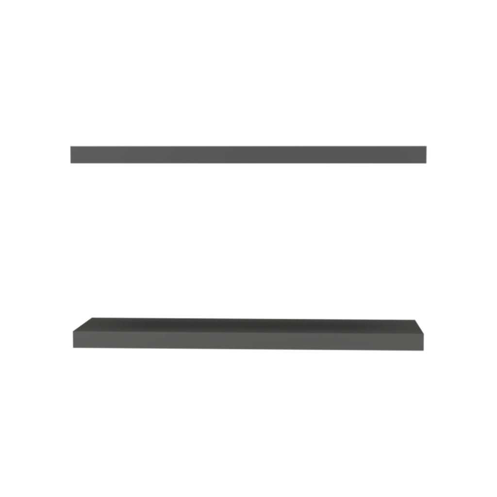 Anthony & Home Studio two-tier floating shelves in matte gray finish, showcasing modern wall-mounted storage with clean design.