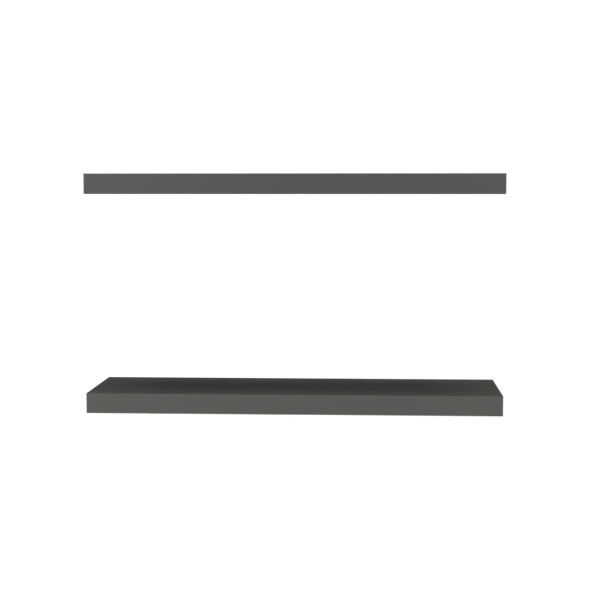 Anthony & Home Studio two-tier floating shelves in matte gray finish, showcasing modern wall-mounted storage with clean design.