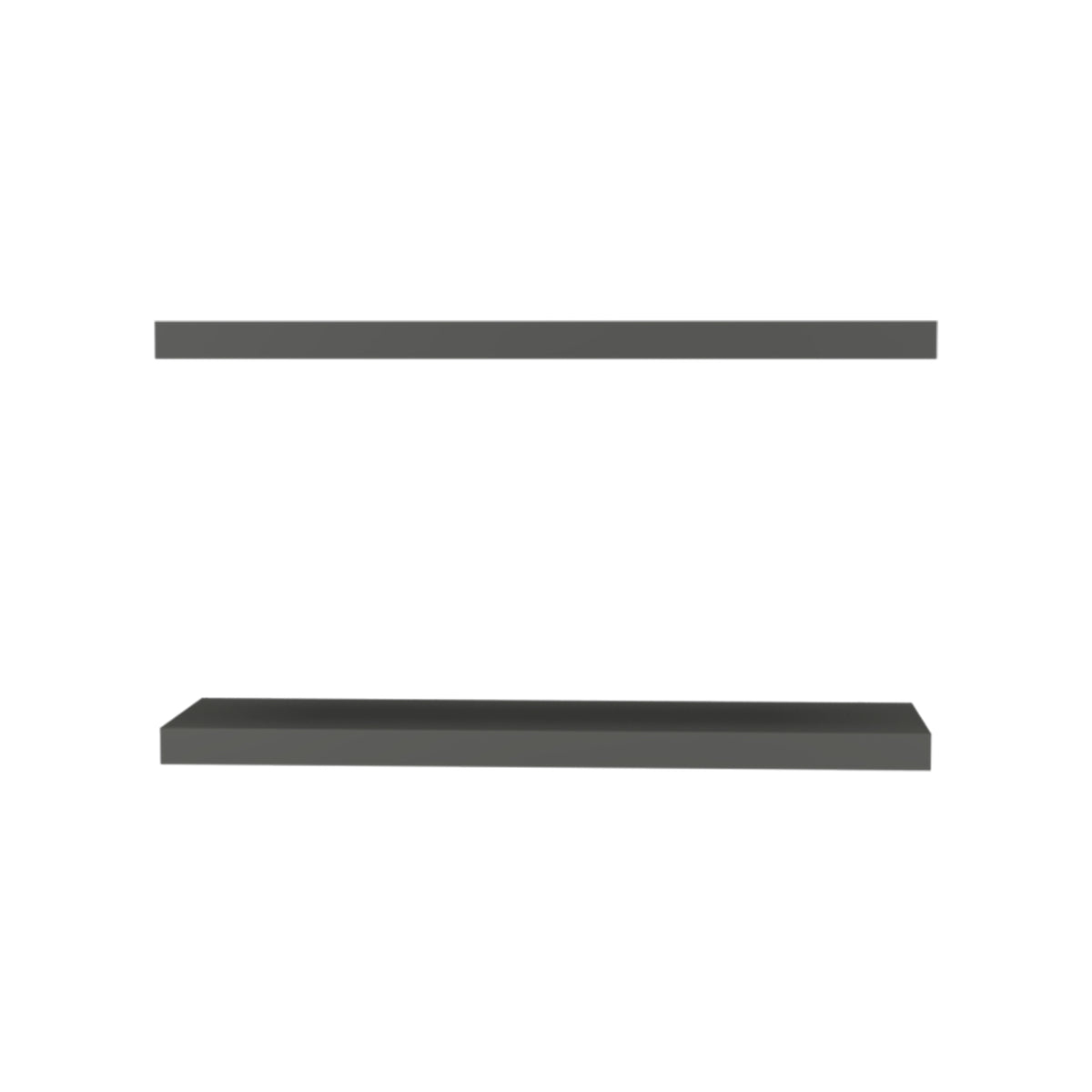 Anthony & Home Studio two-tier floating shelves in matte gray finish, showcasing modern wall-mounted storage with clean design.