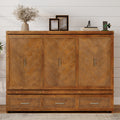 Queen size walnut Murphy bed cabinet with USB charging and geometric panel from Anthony & Home Studio Collection