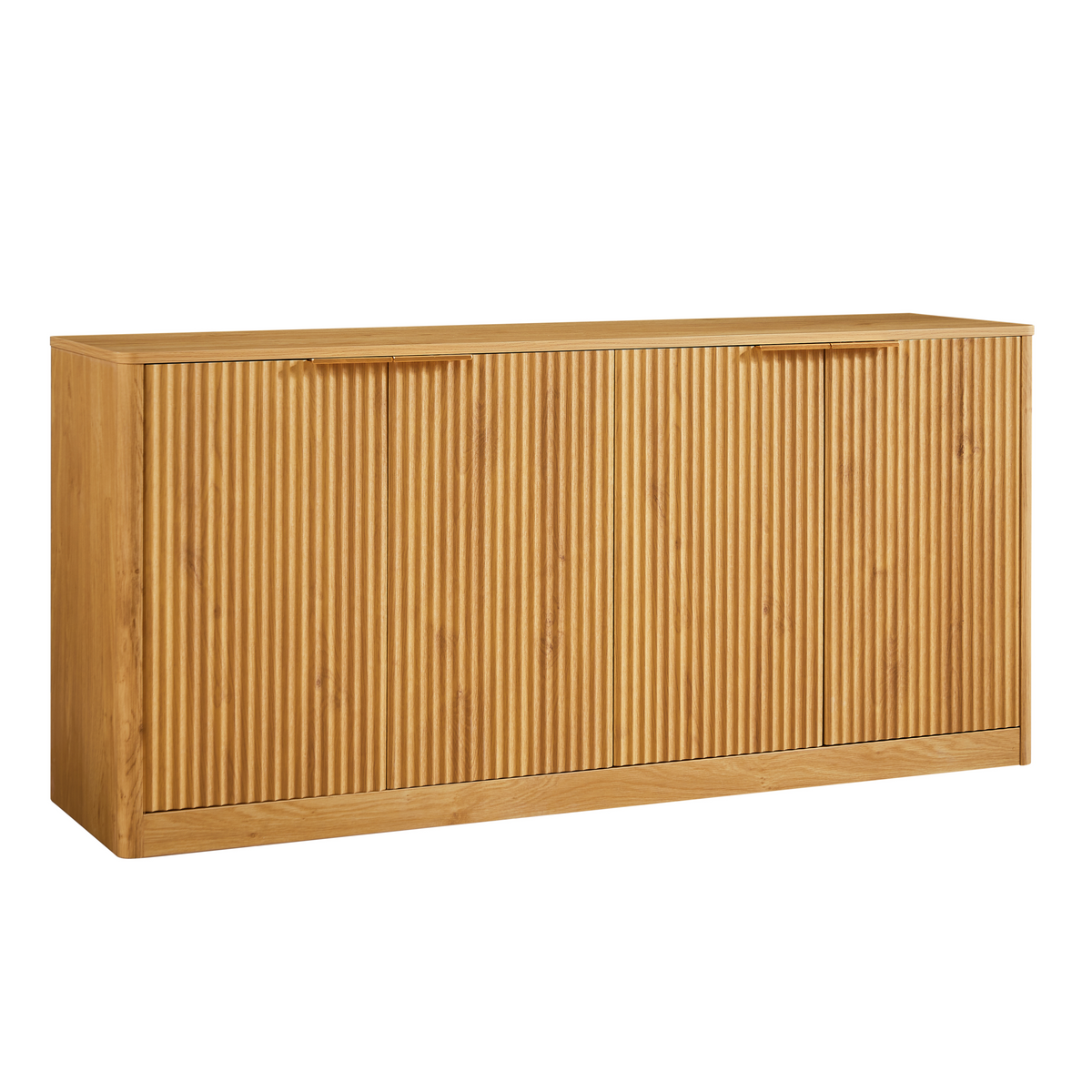 Anthony & Home Signature Curved Contour Sideboard with 4 doors, natural finish, 59-inch storage unit for modern living spaces