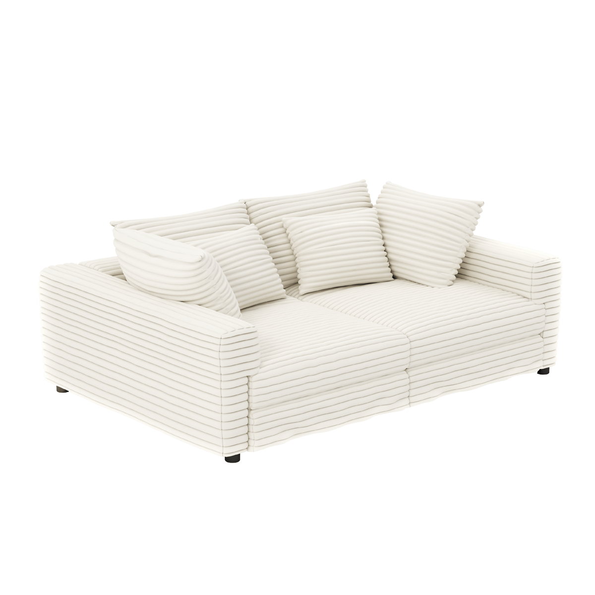 Anthony & Home Atelier Plush Corduroy 4-seat sofa with soft, textured fabric and modern design, shown in a cozy living room setting.