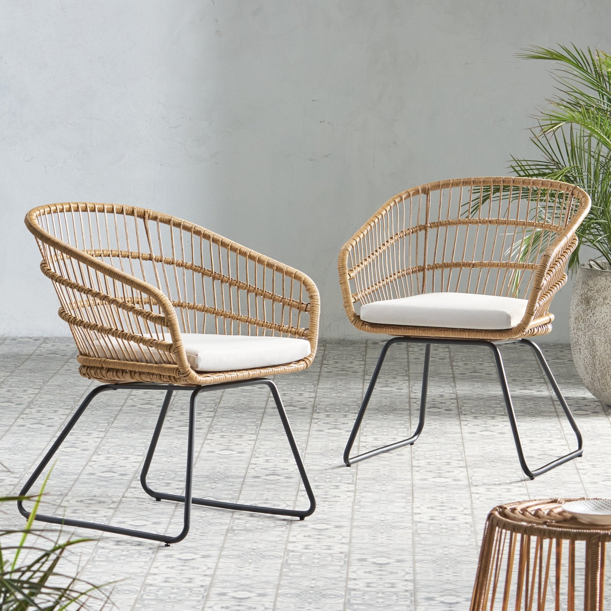 Anthony & Home Terry outdoor chair set with PE rattan frames and cushions, part of the premium limited edition collection.