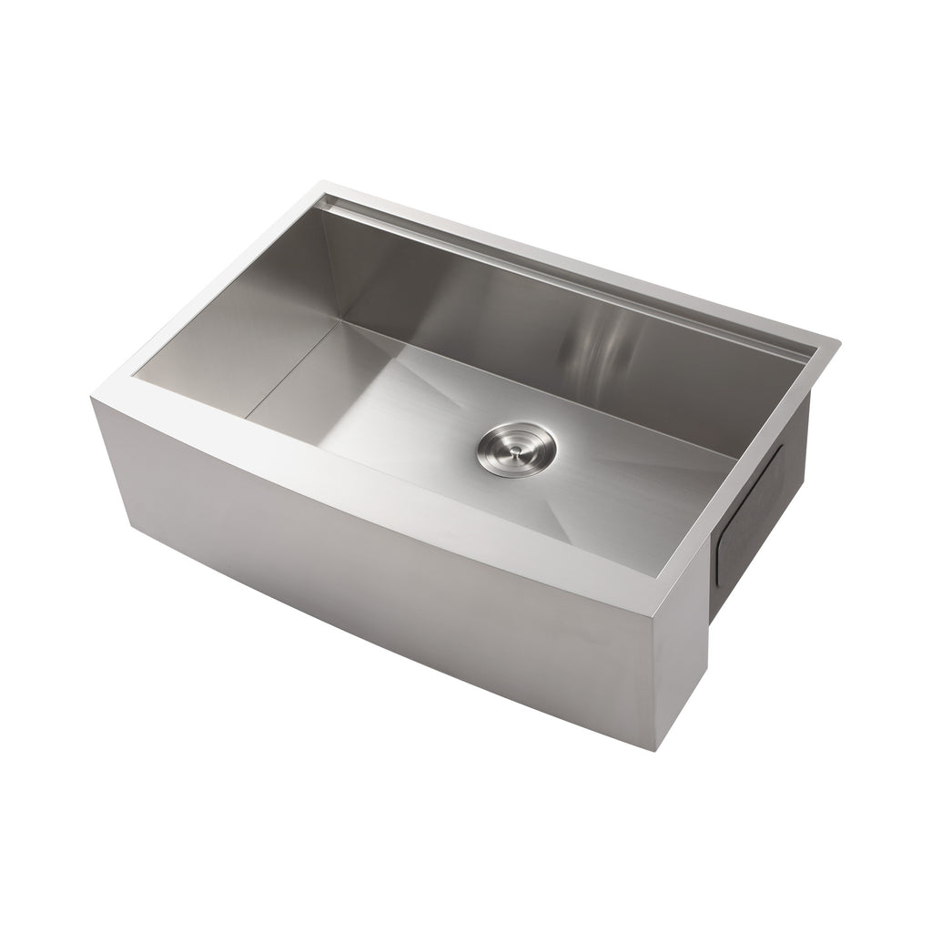 Anthony & Home stainless steel farmhouse apron kitchen sink with workstation, featuring durable finish and integrated workspace.