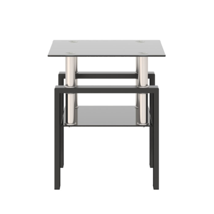 Modern Tempered Glass Coffee And End Table Black Square