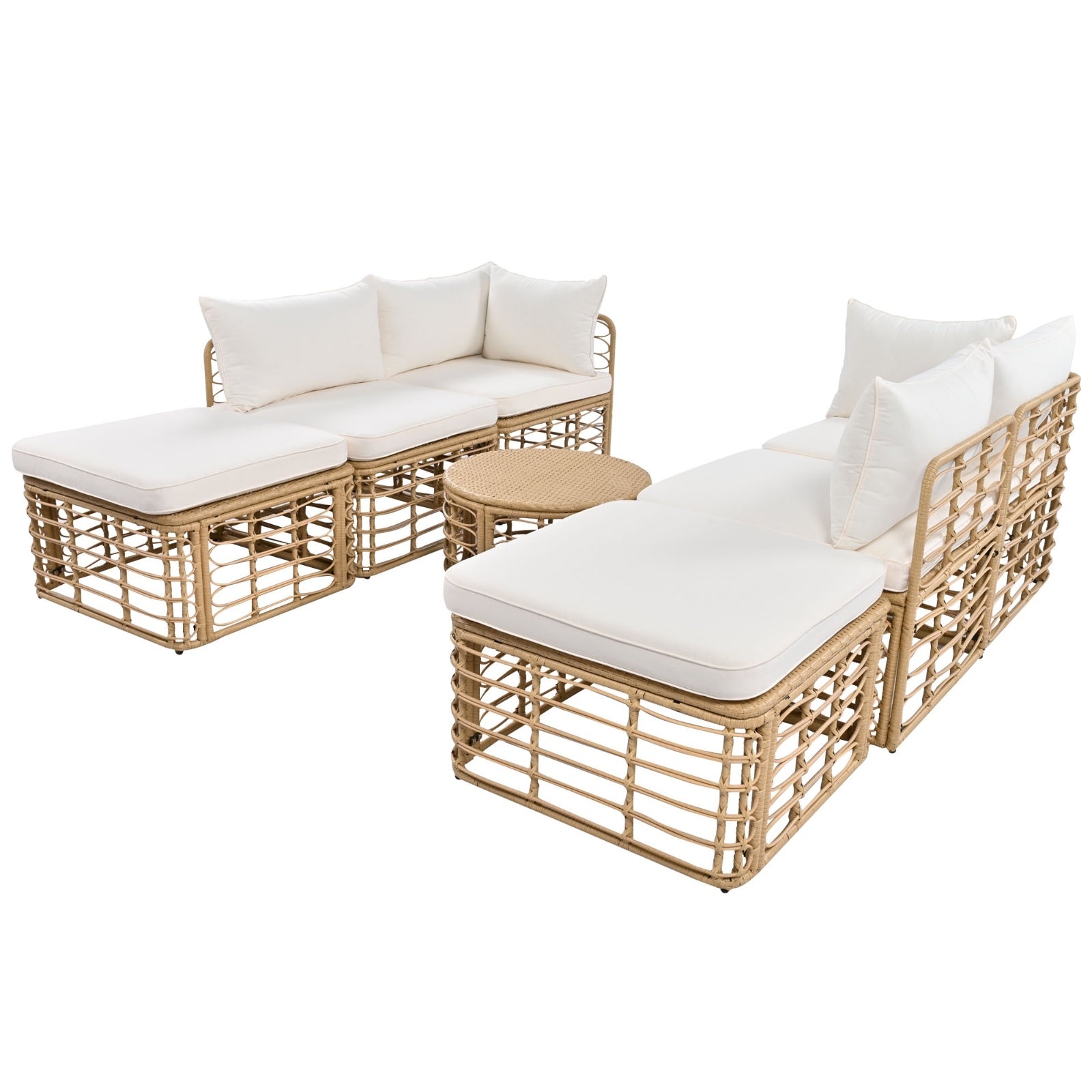 Go 7 Pieces Outdoor Patio Furniture All Weather Rattan Set