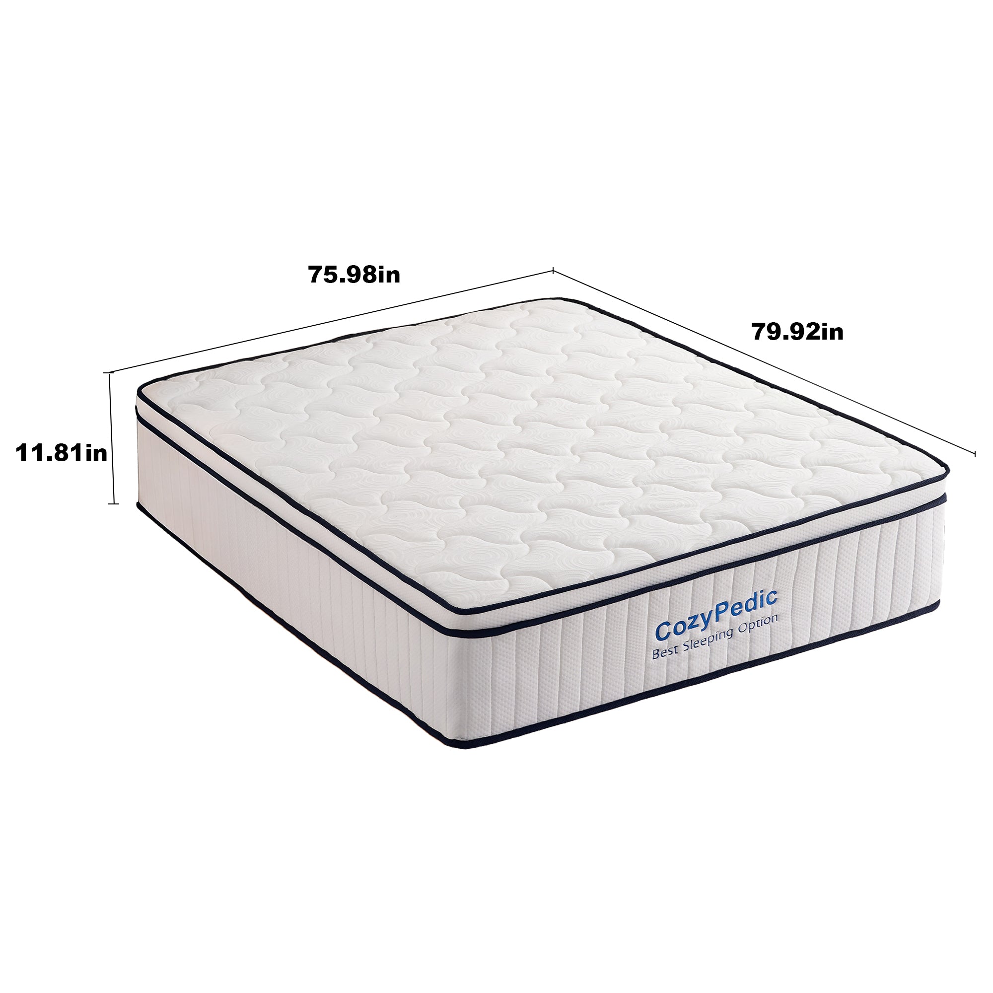 Anthony & Home limited edition King memory foam mattress with pocket spring core, CertiPUR-US certified, shown on a neatly made bed.