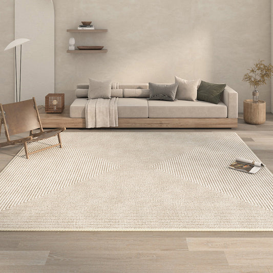 Living Room Carpet Area Rug With Stripes Polyester Woven