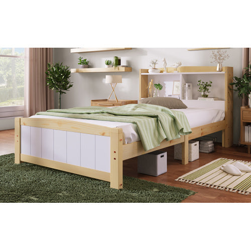 Solid Wooden Bed Frames, Single Storage Headboard Bed, 3FT Single 90 X 190 Cm Frame Only