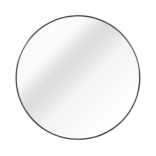 32 Inch Black Metal Framed Round Bathroom Mirror For Wall