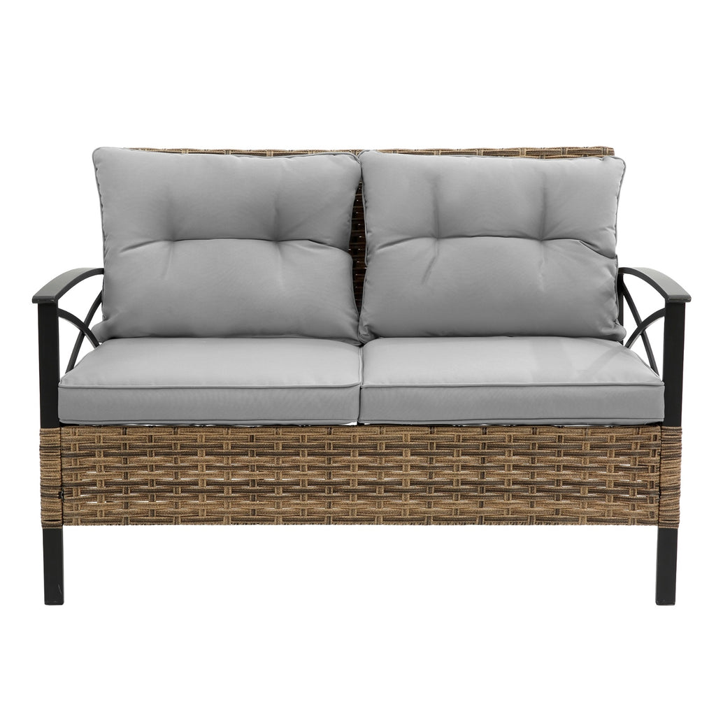 Patio 4 Piece Sectional Sofa Set KD Rattan Wicker Outdoor