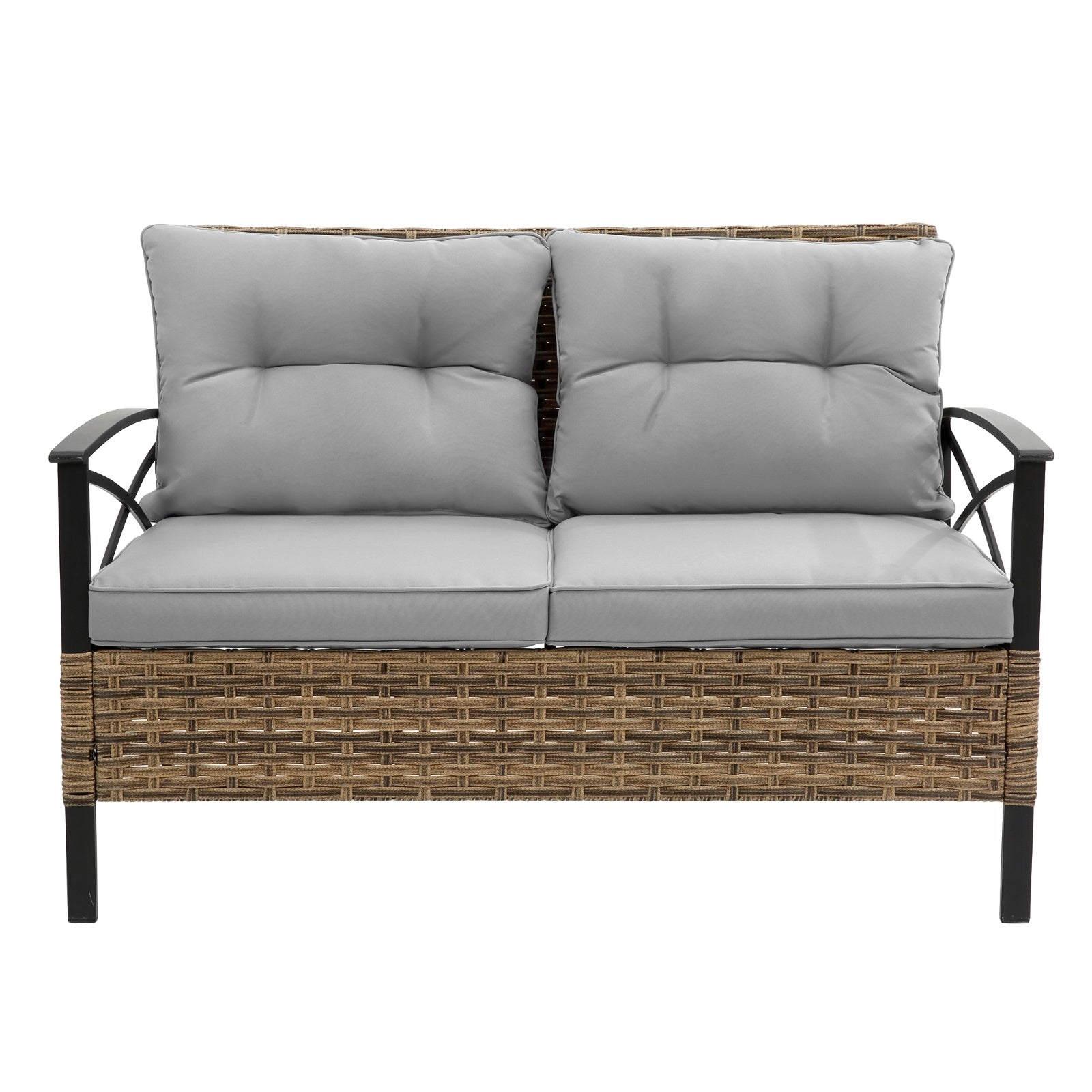 Patio 4 Piece Sectional Sofa Set KD Rattan Wicker Outdoor