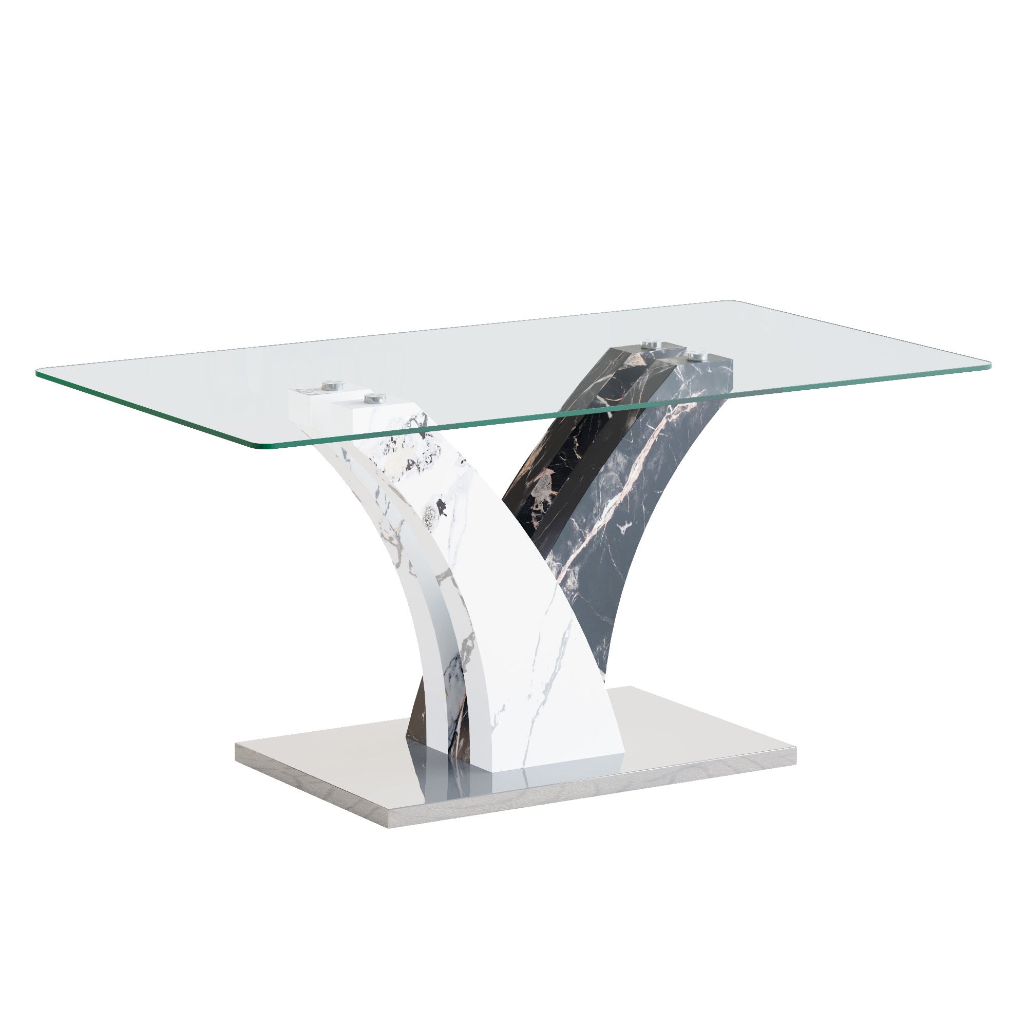 Anthony & Home tempered glass dining table with matching chairs, modern dining set for kitchen or dining room.